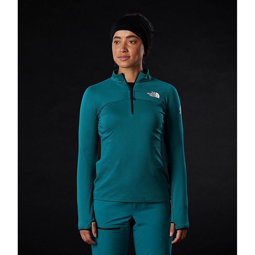 The North Face Fleece Womens Australia - The North Face Summit Dot ½ Zip Blue (IVR-879431)